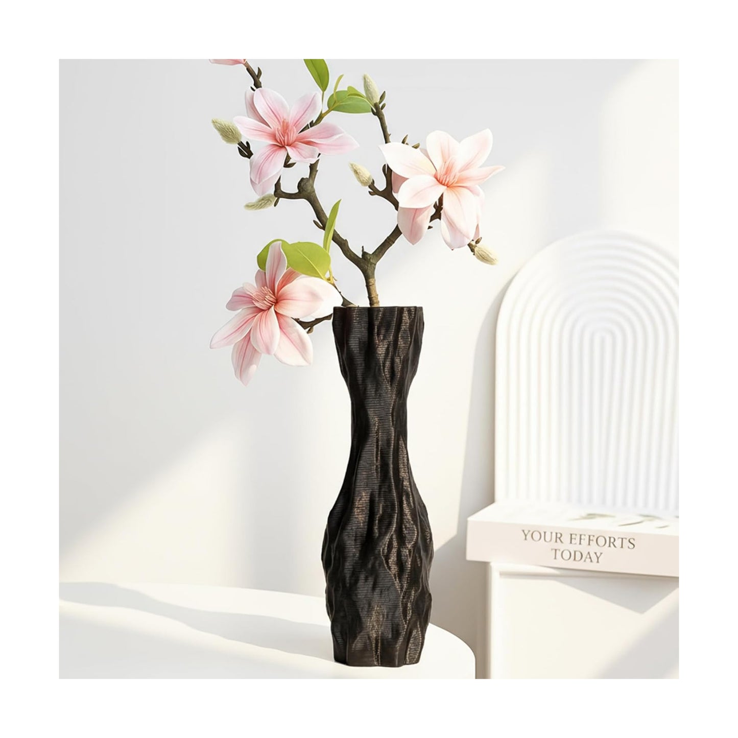 Black Sculptural Ceramic Vase / Black-d, 12 Inch