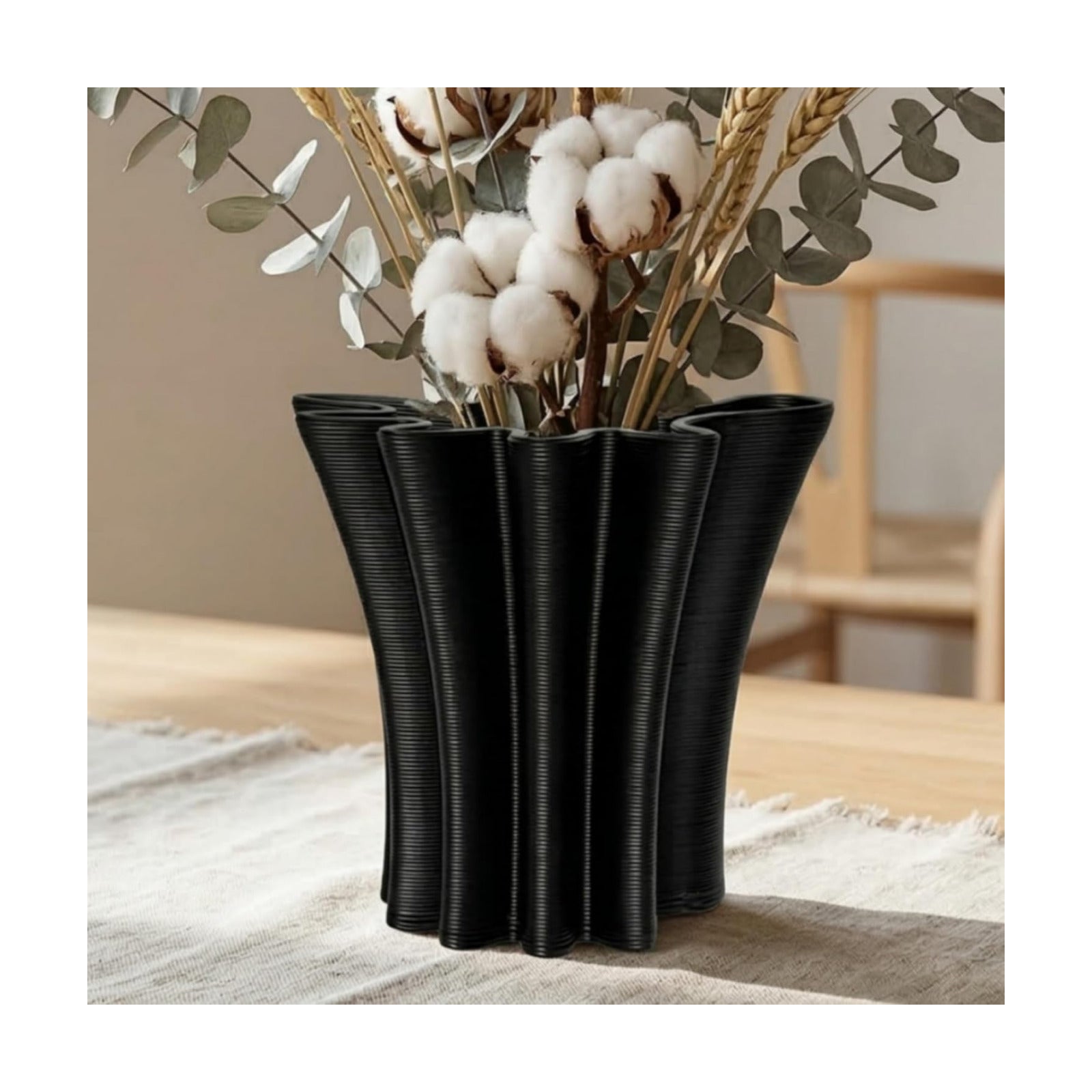 Contemporary Black Ceramic Vase / Black-d, 5.5 Inch