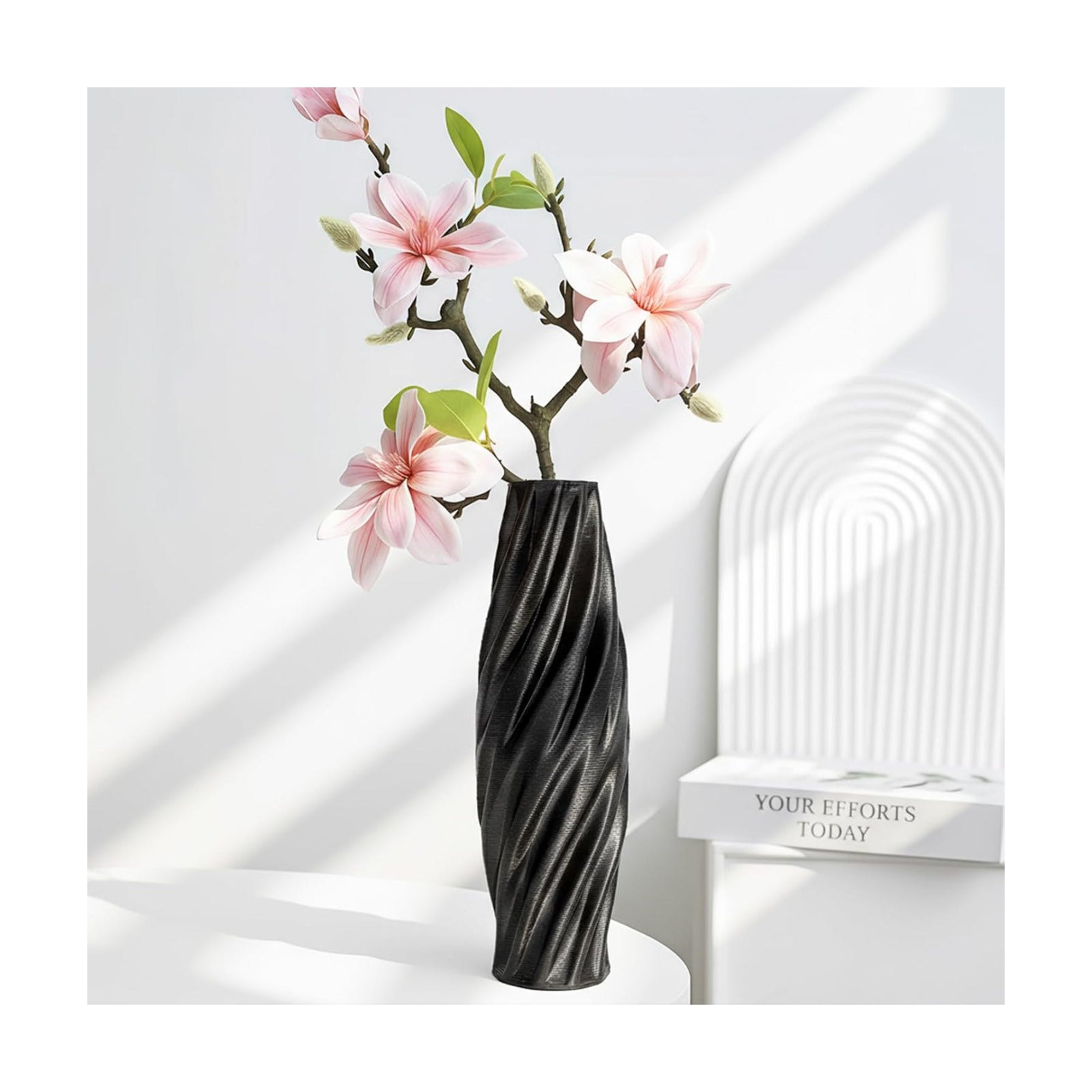 Black Sculptural Ceramic Vase / Black-c, 12 Inch