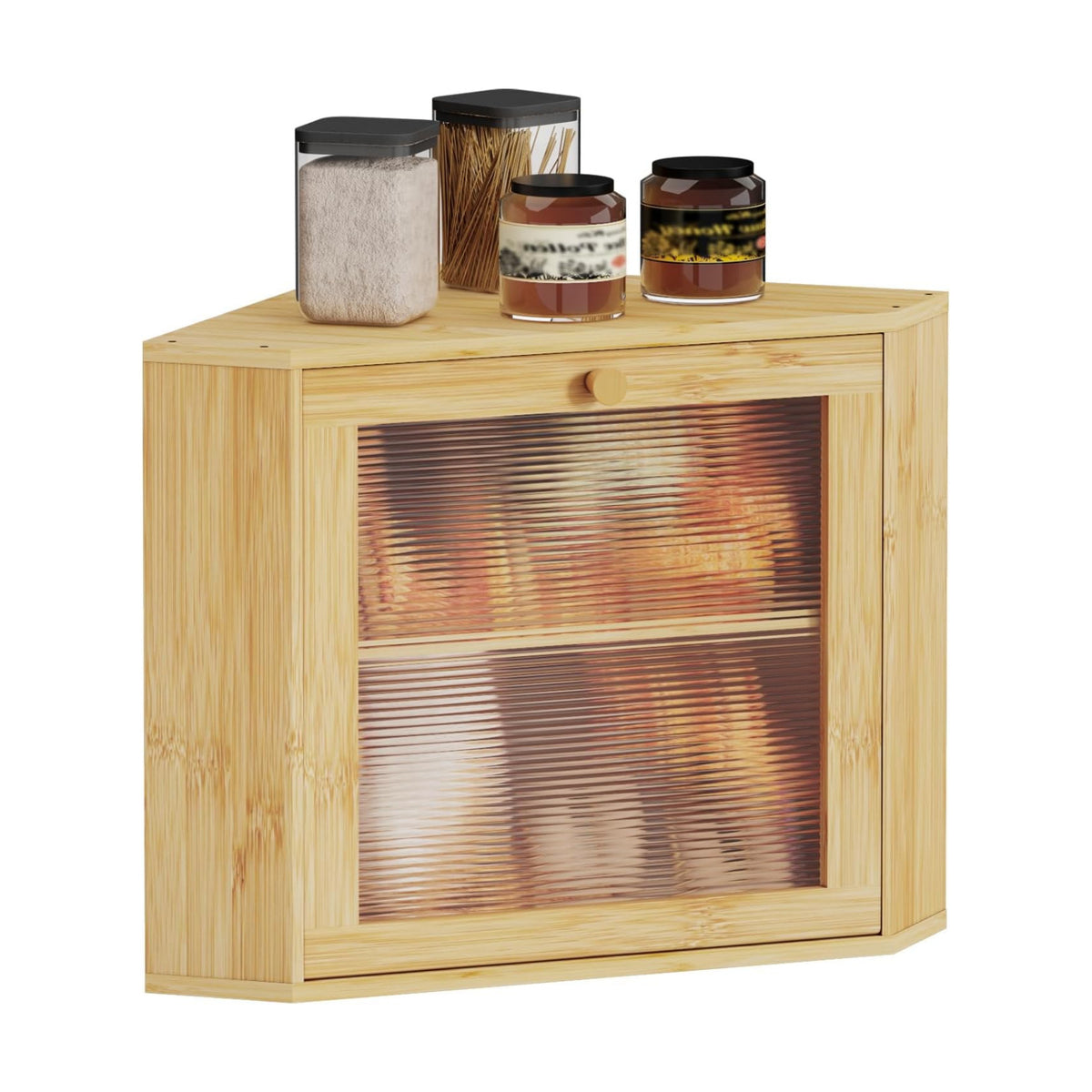 Bread Box for Kitchen Corner Countertop,Large Bread Basket (Natural,Large) | Double Layer Bamboo Bread Storage