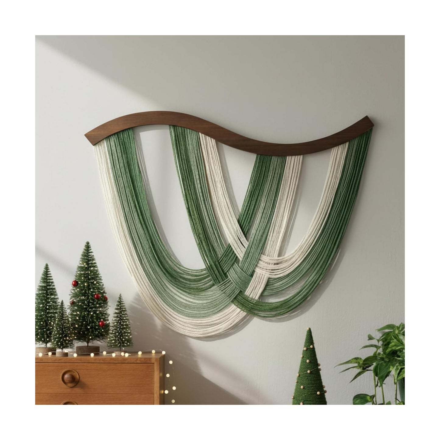 Modern Boho Decor Handmade Cotton Rope Tapestry / Sage Green