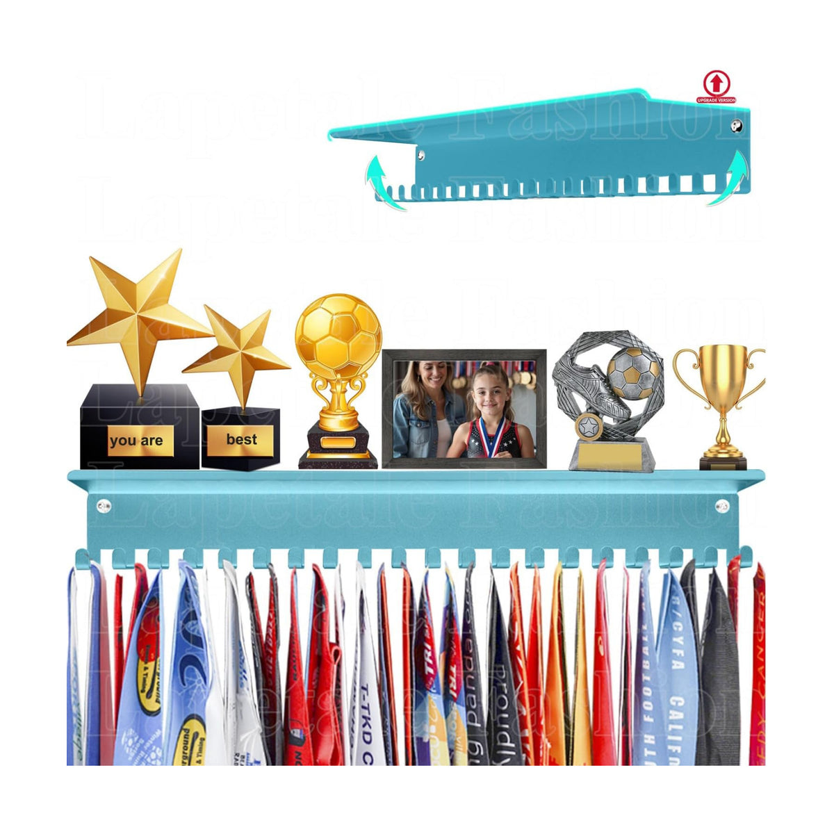 Non-Slip Trophy Shelf,Trophy and Medal Display Shelf, Medal Hanger Display For Wall with 16inchL,Shelves For Trophies