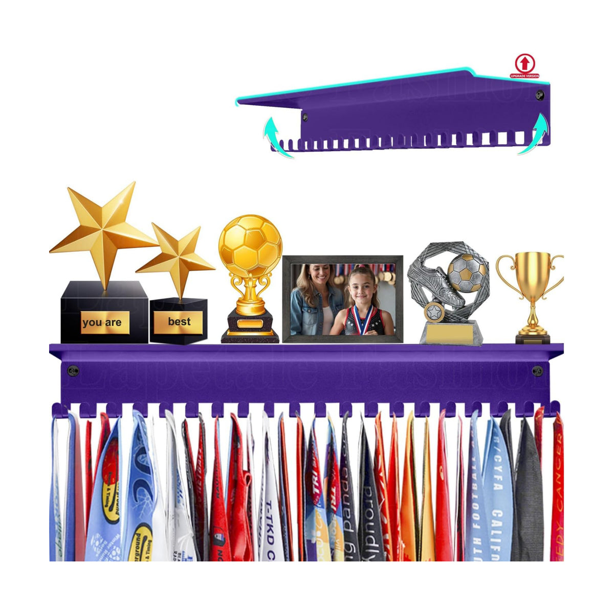 Non-Slip Trophy Shelf,Trophy and Medal Display Shelf, Medal Hanger Display For Wall with 16inchL,Shelves For Trophies