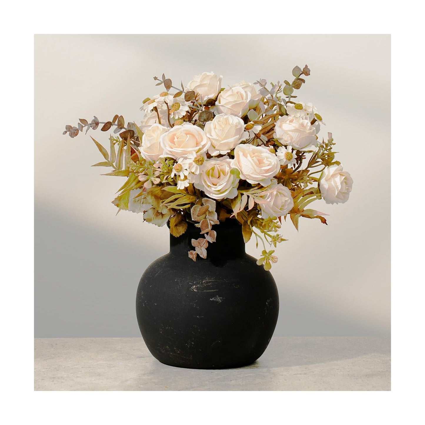 Small Vintage Ceramic Flower Vase Rustic Farmhouse Vase / 102-bronze / 5.9 Inch