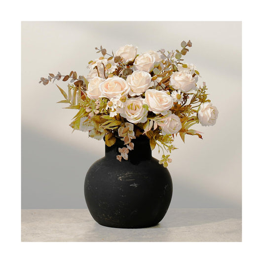 Small Vintage Ceramic Flower Vase Rustic Farmhouse Vase / 102-bronze / 5.9 Inch