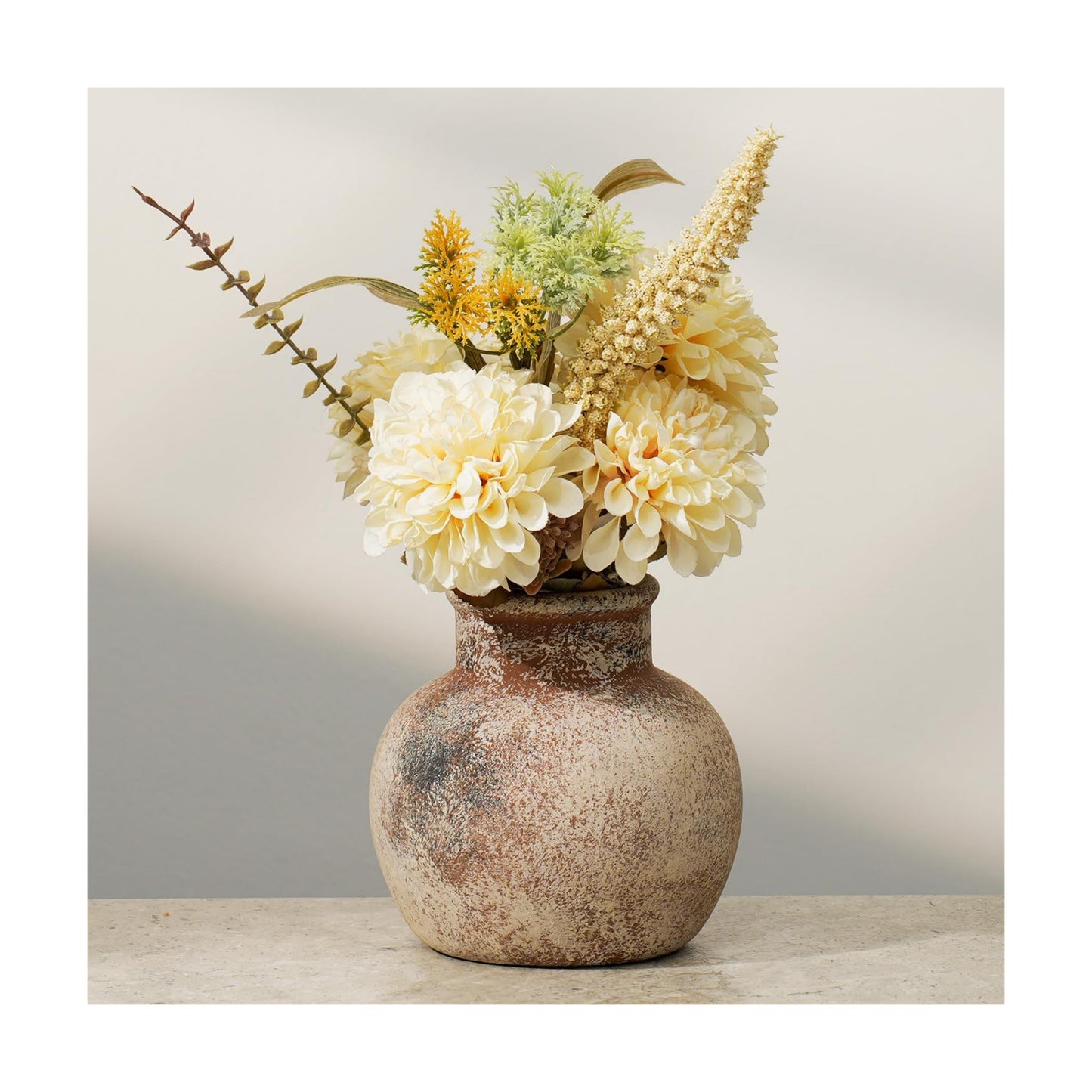 Small Vintage Ceramic Flower Vase / 102-terracotta / 5.9 Inch