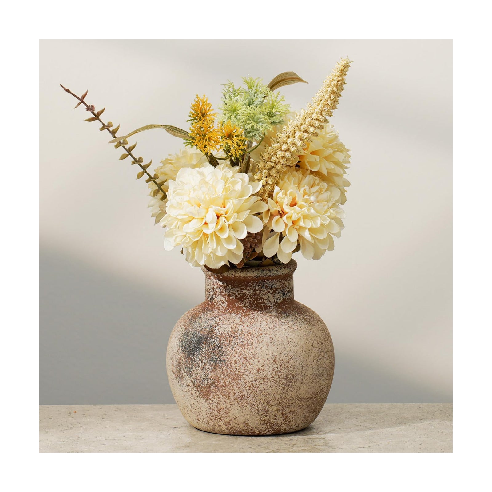 Small Vintage Ceramic Flower Vase / 102-terracotta / 5.9 Inch