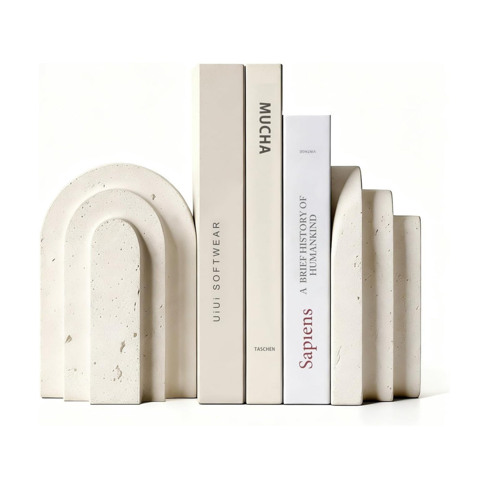 Modern Pleasing Layered Arch Design Aesthetic Bookend Decorative / Beige