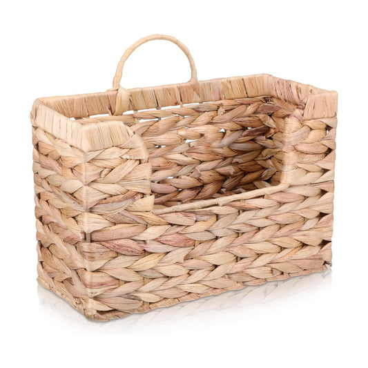 Woven Hanging Magazine Holder Water Hyacinth Magazine Basket Wall Mounted Woven Mail Organizer