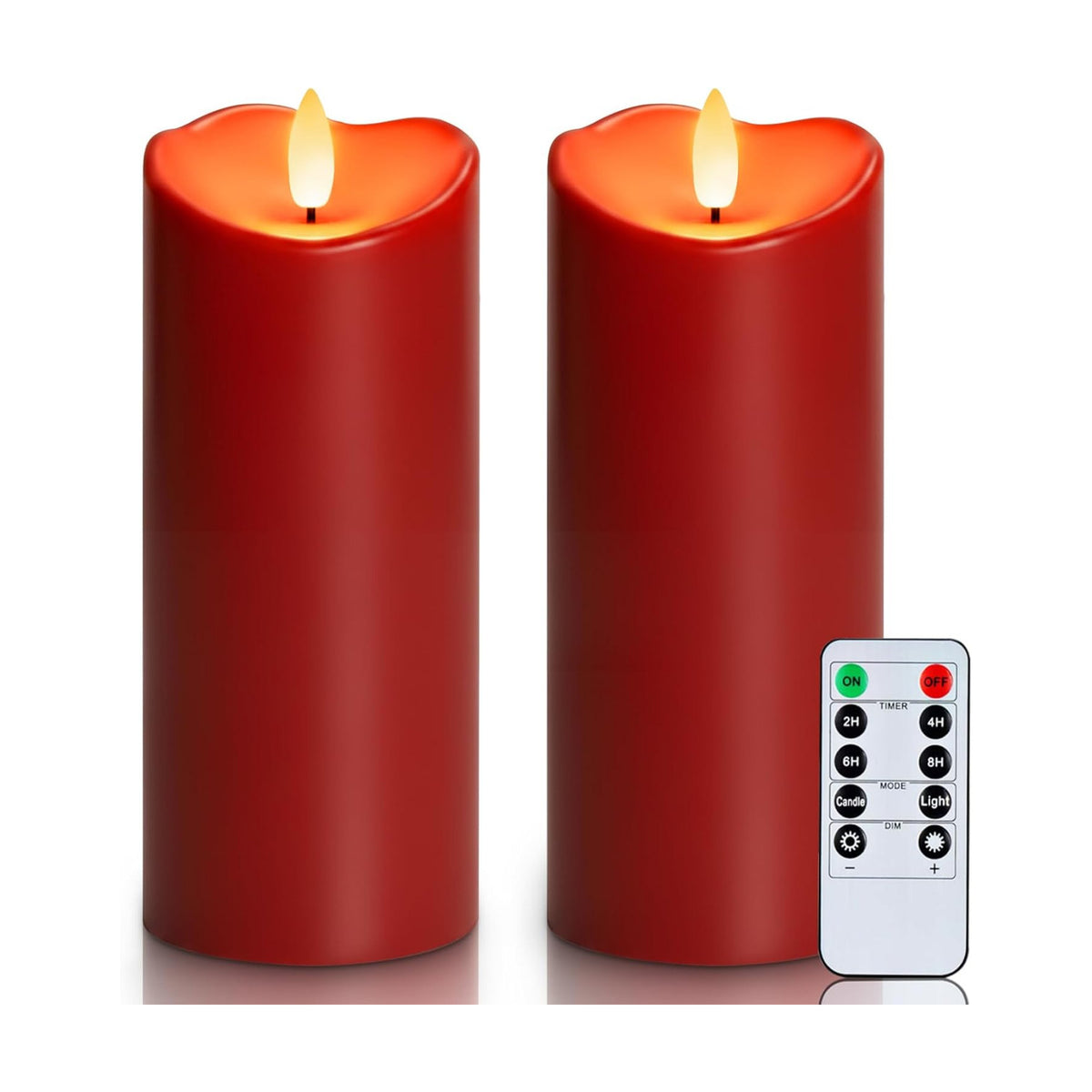 Homemory Burgundy Flameless Candles, Waterproof Flickering Candles, Outdoor Battery Operated LED Pillar Candles with