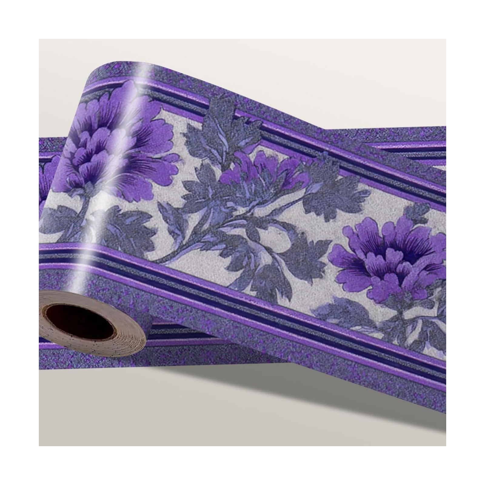 Purple Floral Wallpaper Border Peel and Stick Wall Border Self Adhesive / Purple Floral#2 / 196 x 4