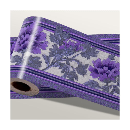 Purple Floral Wallpaper Border Peel and Stick Wall Border Self Adhesive / Purple Floral#2 / 196 x 4