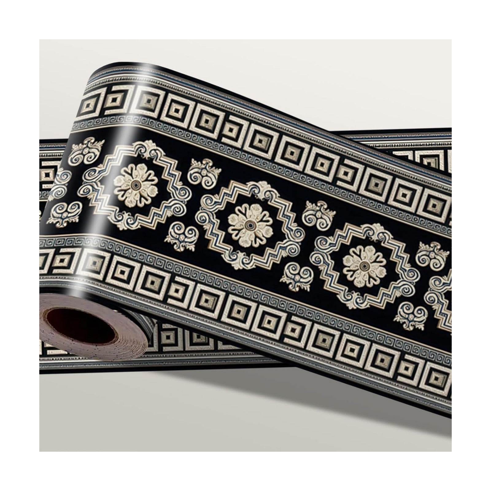 Black White Wallpaper Border Peel and Stick Wall Border Self Adhesive / Black White / 196 x 4