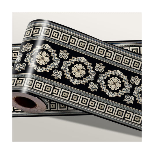 Black White Wallpaper Border Peel and Stick Wall Border Self Adhesive / Black White / 196 x 4