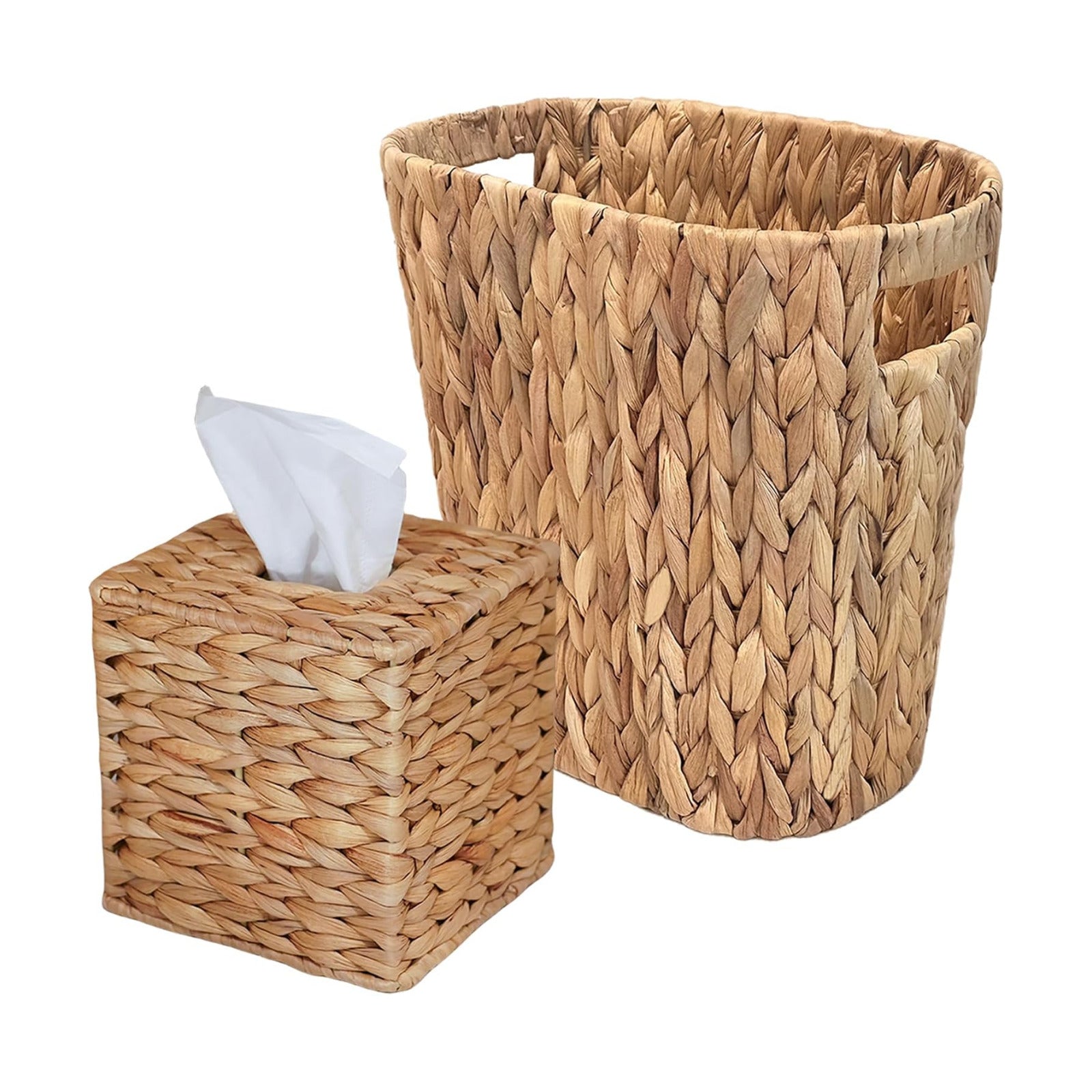 Handmade Wicker Napkin Box Holder and Bathroom Wicker Trash Can / Natural