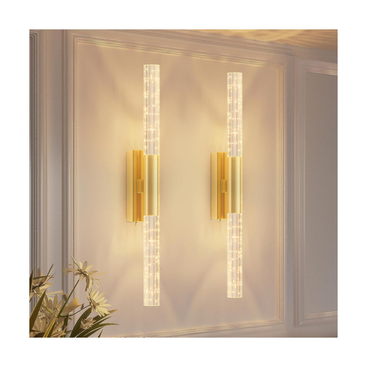 camuucci Battery Operated Wall Sconces Set of 2, Rechargeable Wall Lights | 12000mAh Long-Lasting Battery,Dimmable