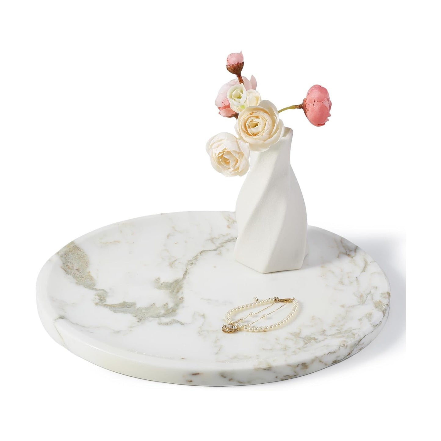 Round Vanity Tray / Calacatta Golden / 11.8 Inch