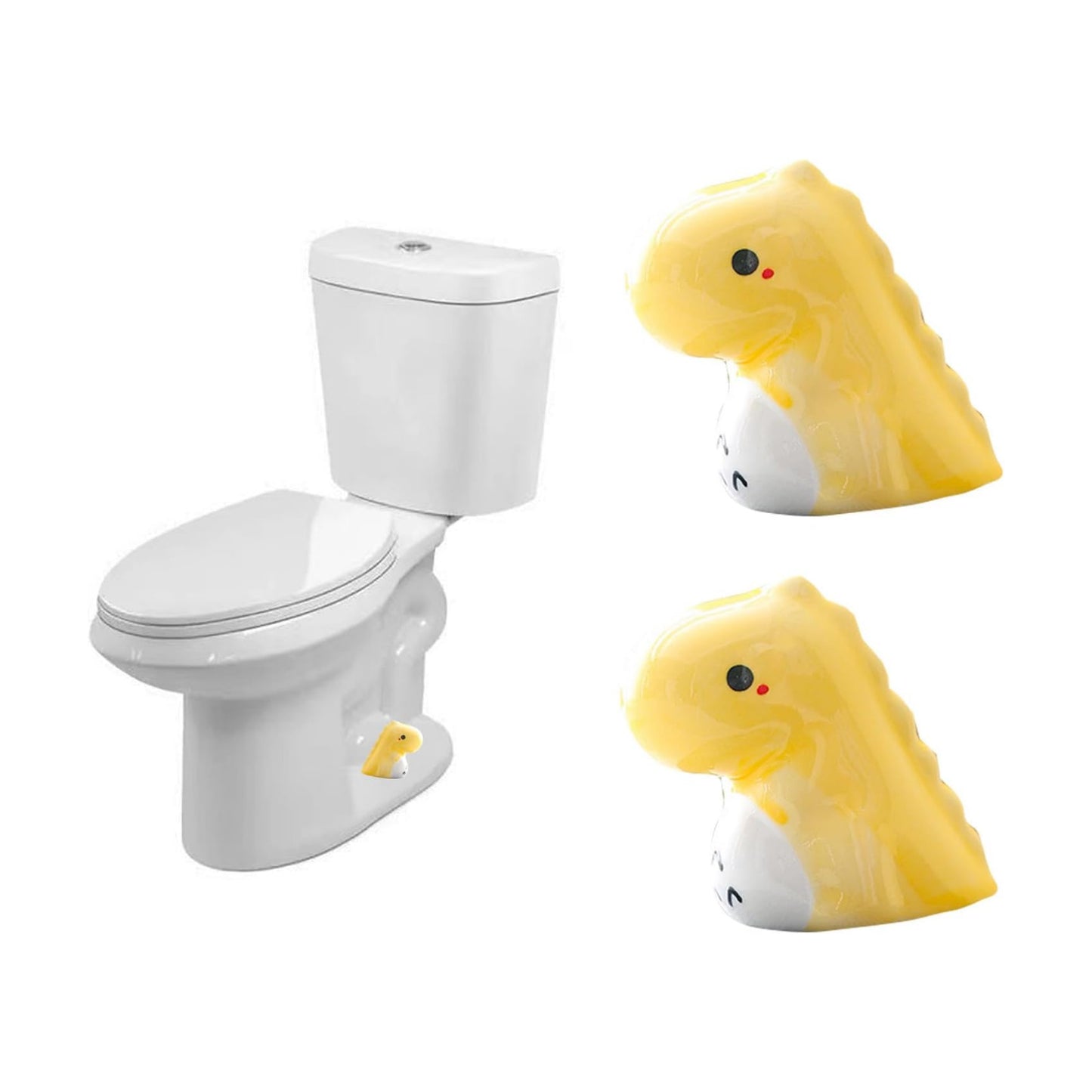 Animal Toilet Bolt Covers Decorative for Bottom / Dinosaur-yellow / Set of 2