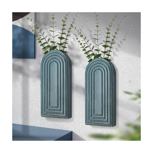 Pine Wood Wall Vases / Denim Blue / Set of 2