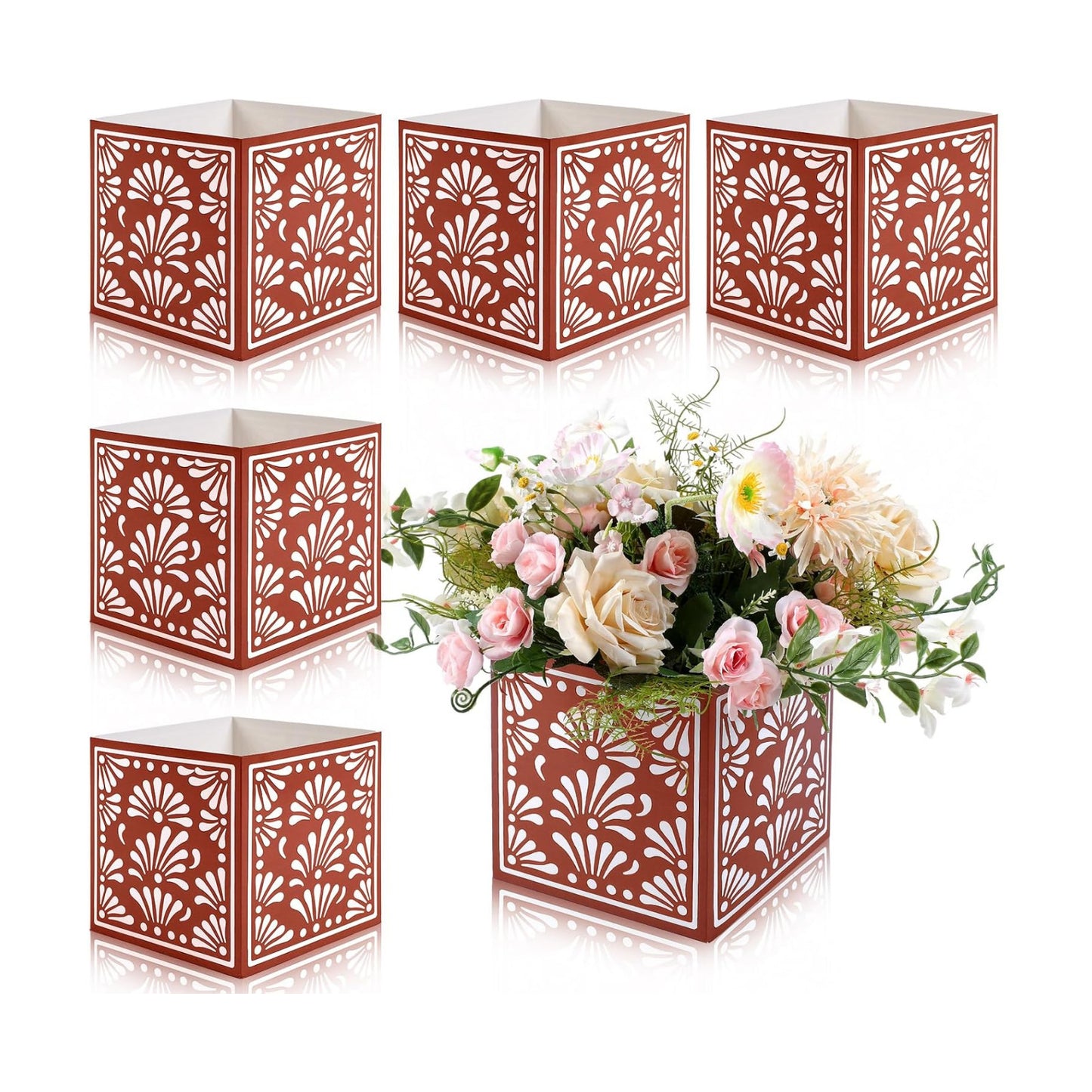 Platos De Barro Mexican Flower Boxes Mexicanos Cielito Lindo Party Centerpiece Decoration / Set of 6