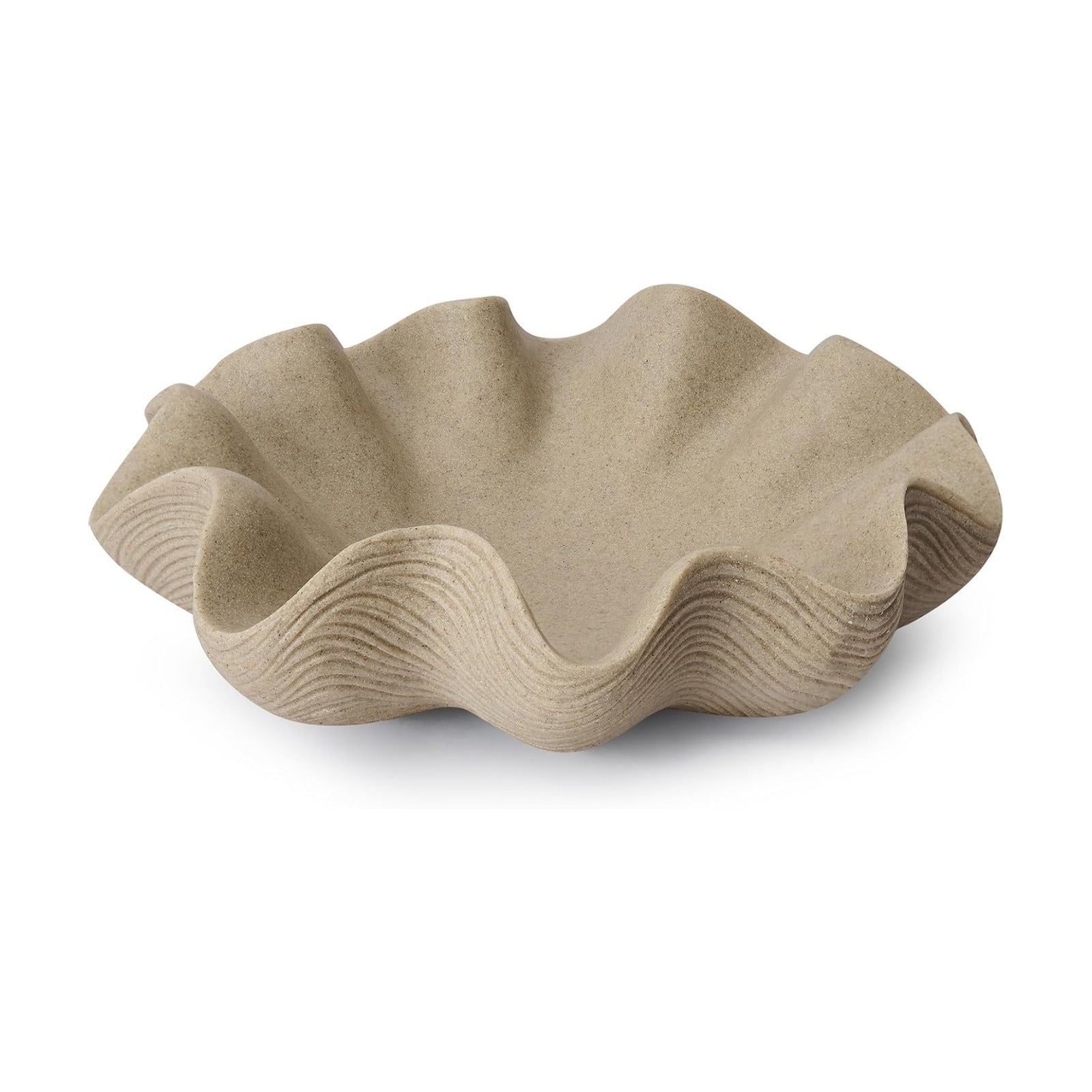 Scalloped Decorative Bowl Home Decor / Artificial Stone Beige