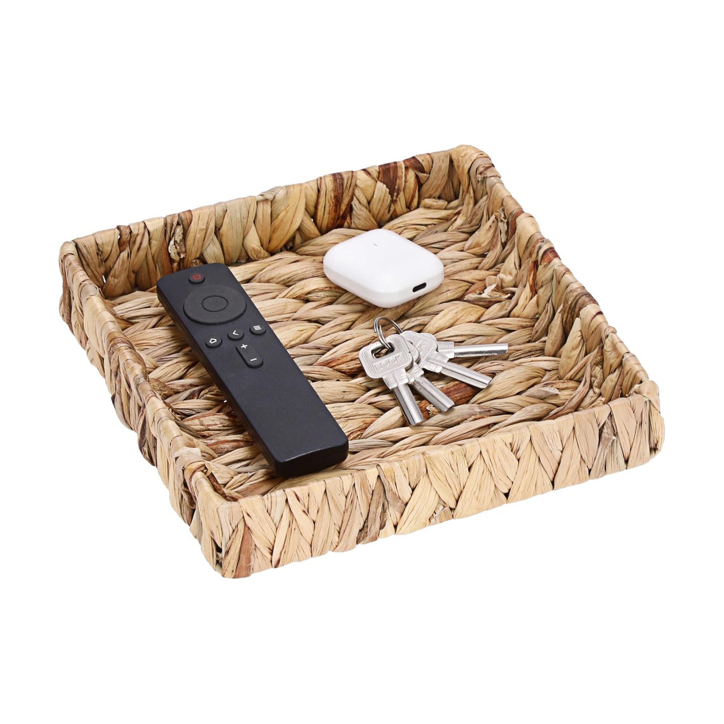 Natural Water Hyacinth Tray Handwoven Wicker Basket Tray / Natural Color / 2 x 8.7 x 8.7