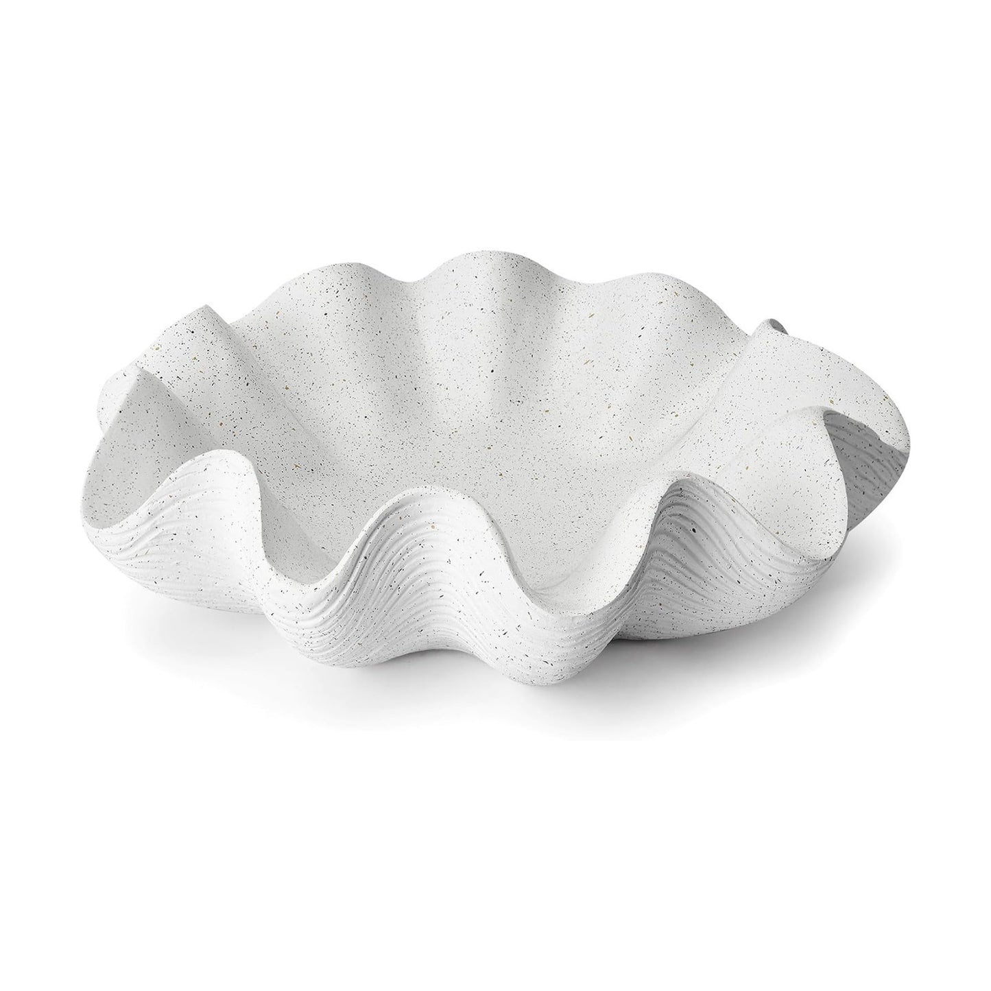 Scalloped Decorative Bowl Home Decor / Artificial Stone White