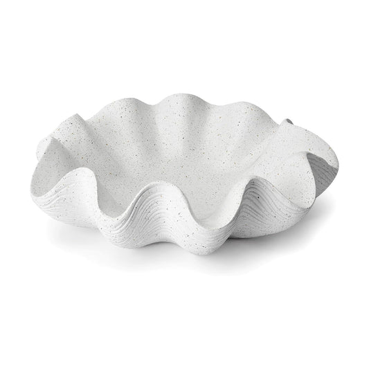 Scalloped Decorative Bowl Home Decor / Artificial Stone White