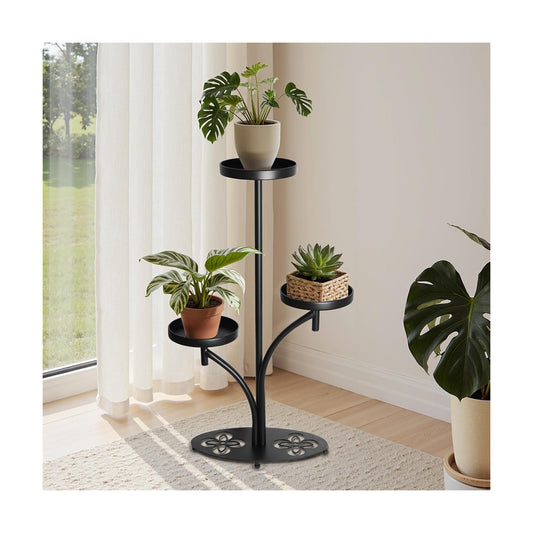3 Tier Metal Plant Stand Indoor, for Patio, Living Room, Bedroom | Tiered Modern Round Plant Stand, Petal-Shaped