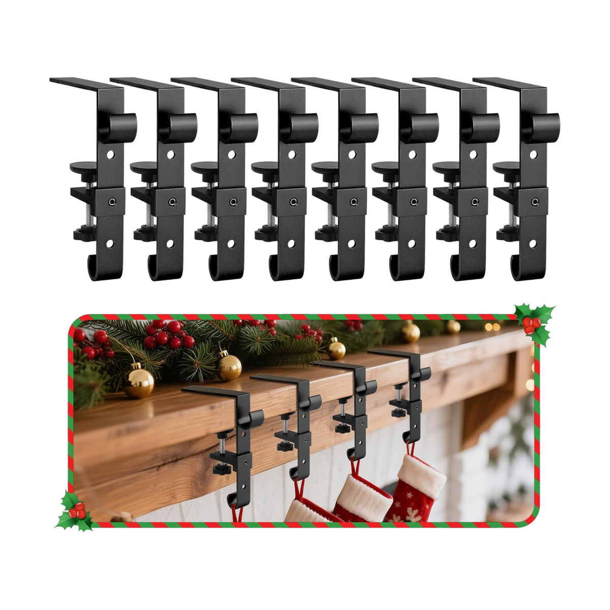 Stocking Hangers for Mantel,Adjustable Christmas Stocking Holder