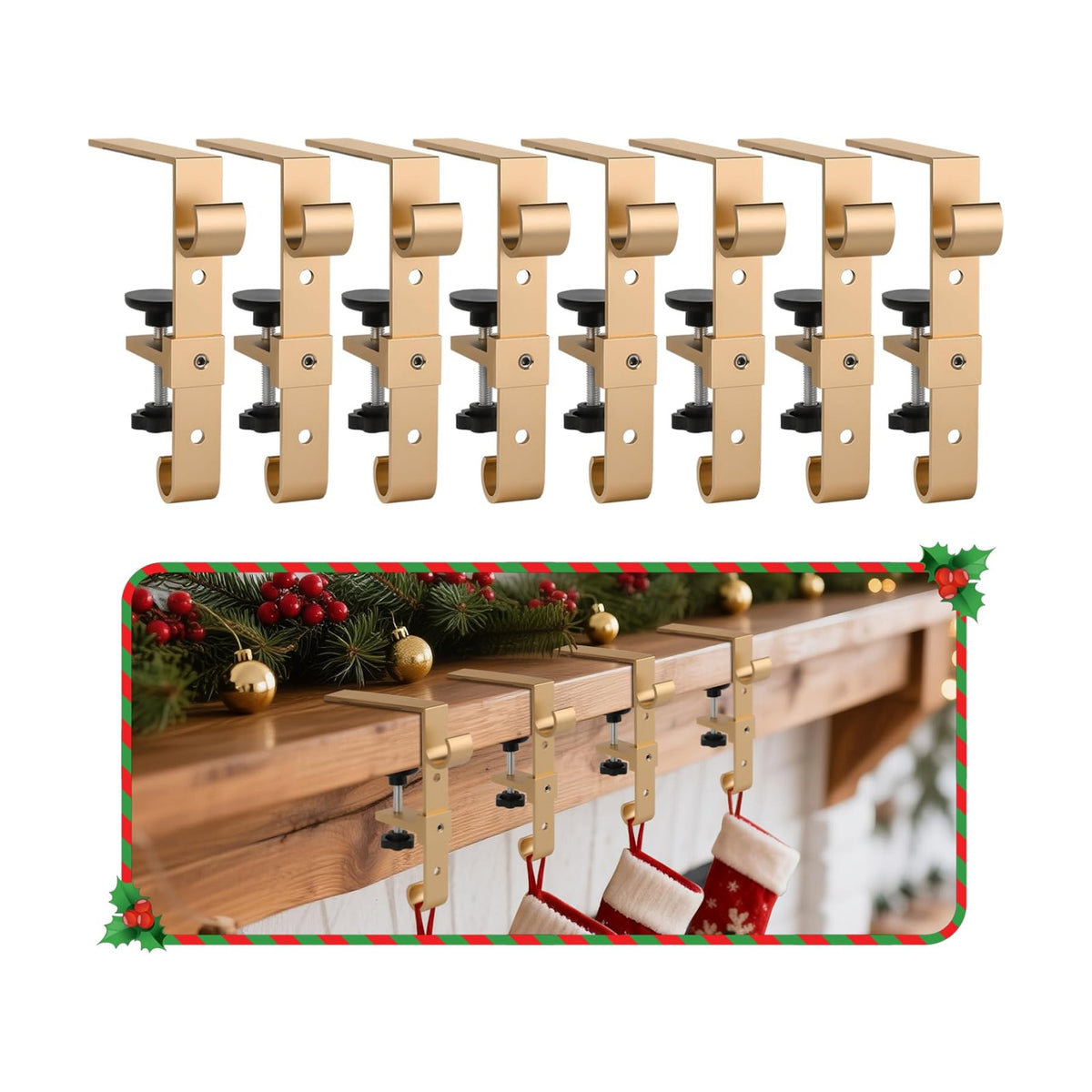 Stocking Hangers for Mantle,2 in 1 Adjustable Christmas Stocking Holder