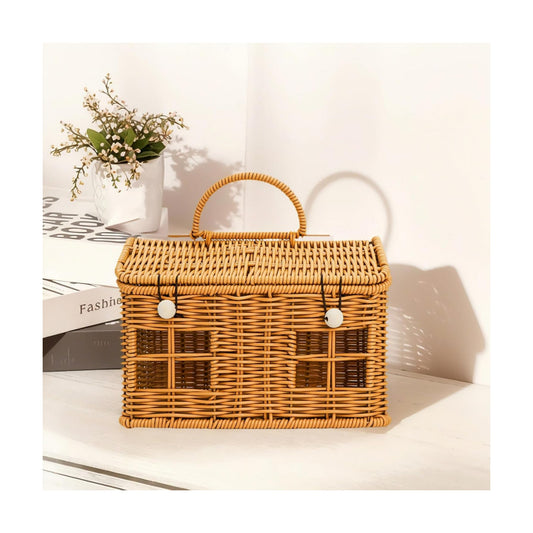 Small Rattan House Shaped Basket