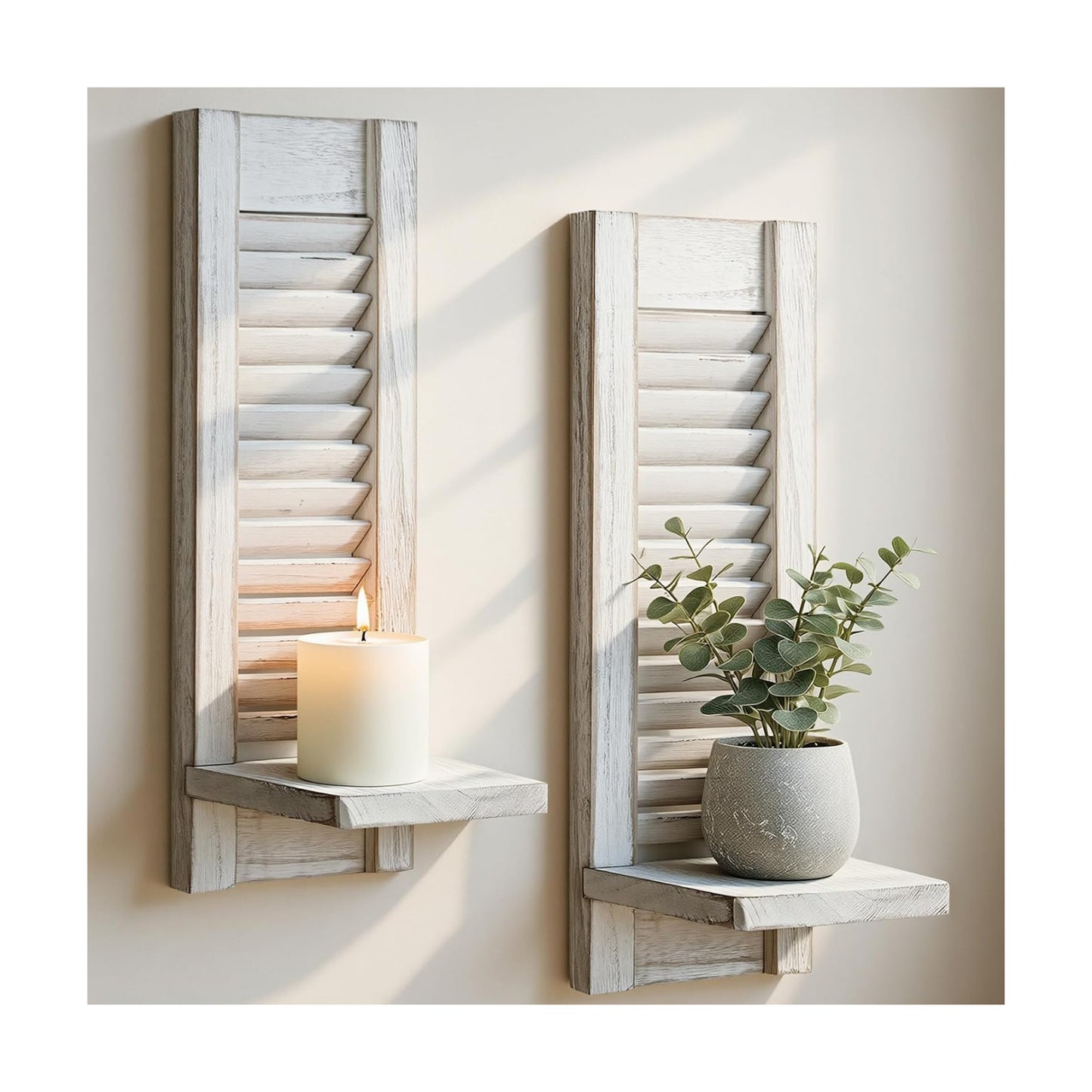 Farmhouse Wall Candle Holder / White / Set of 2