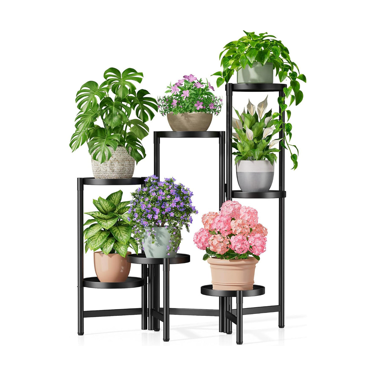 7 Tiers Plant Stand Indoor for Multiple Large Planter, Tall Tiered Folding Plant Rack Outdoor with Rustproof 10 Inch