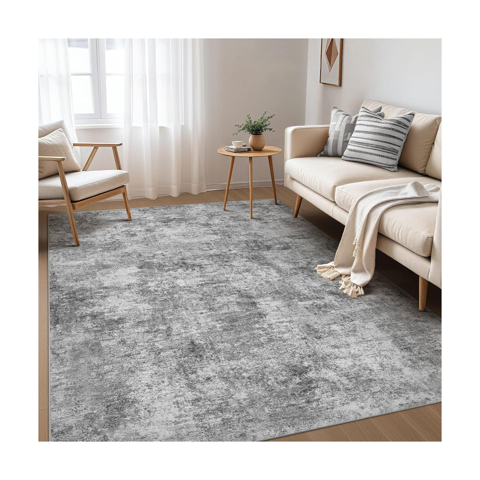 Nakagishi Boho 5x7 Area Rug Living Room Rugs Machine Washable Gray