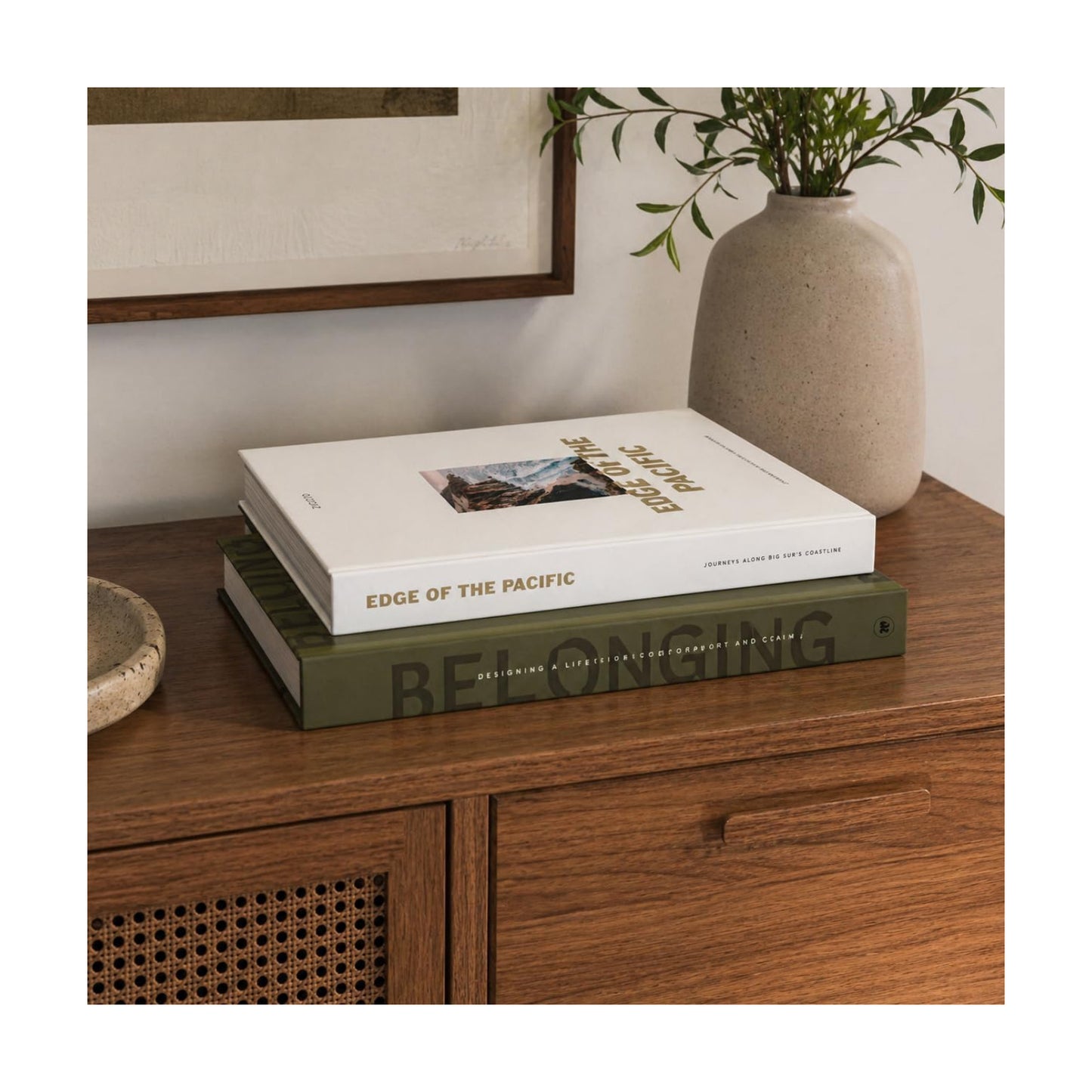 Decorative Books / Boxes Coffee Table / Olive & Cream / Set of 2
