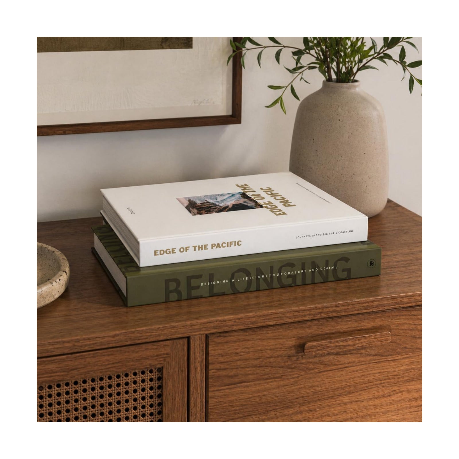 Decorative Books / Boxes Coffee Table / Olive & Cream / Set of 2