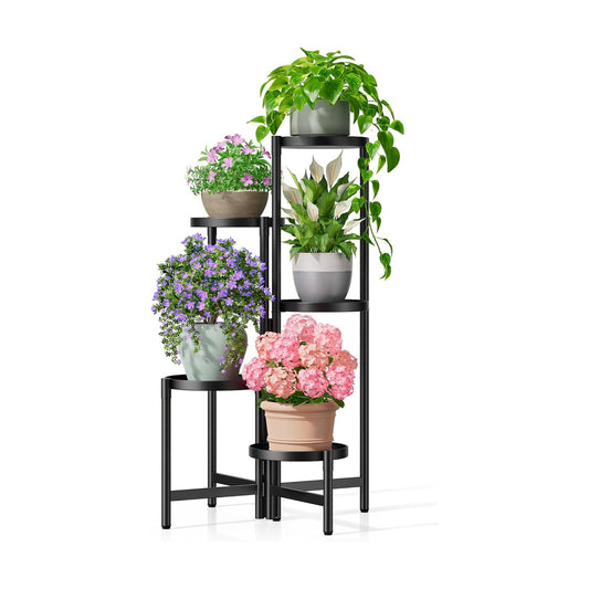 Tall Plant Stand Indoor Outdoor, Corner Metal Flower Pot Stands for Multiple Plants, 5 Tier Heavy Duty Plant Shelf for