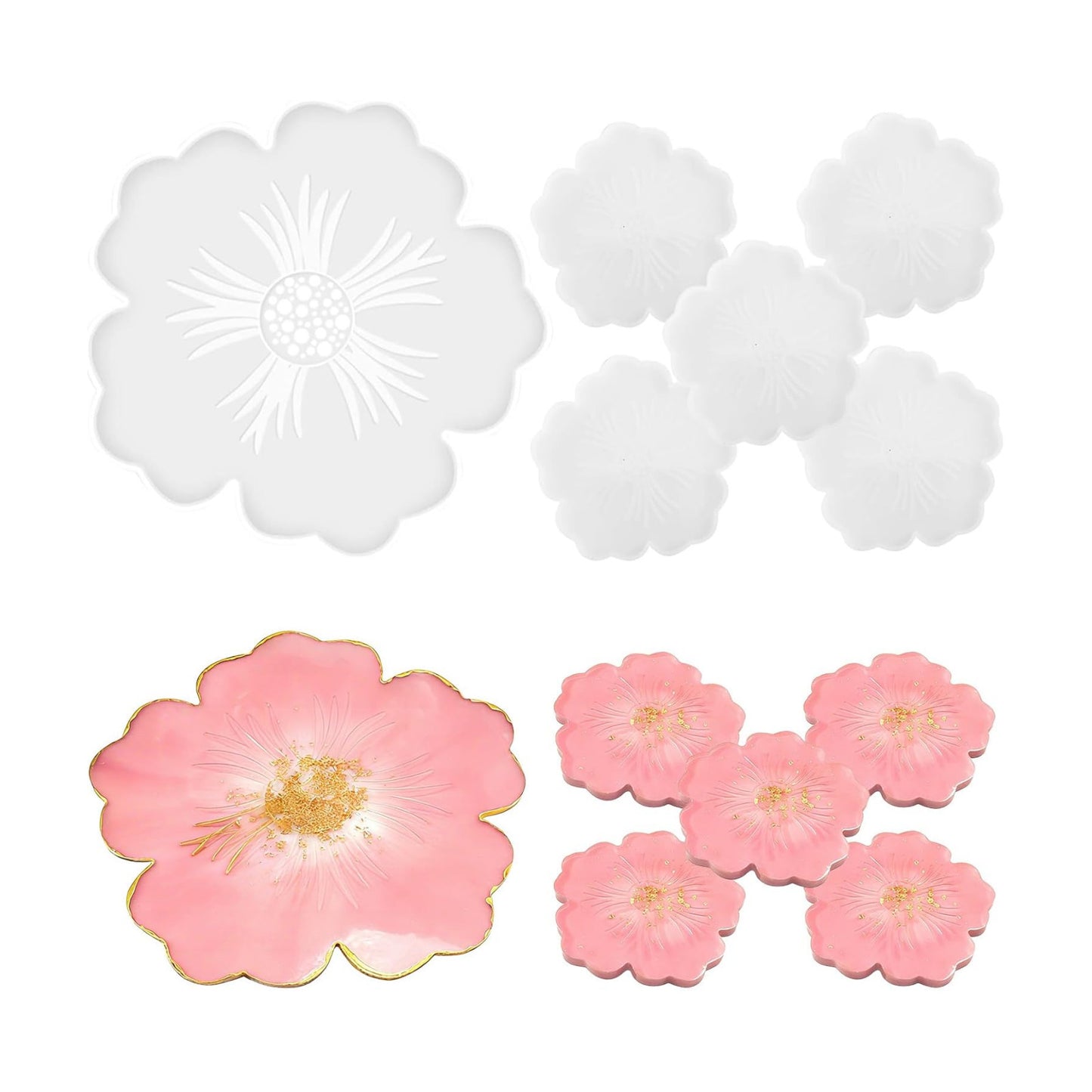 Flower Resin Coaster Molds Kits / Set of 6