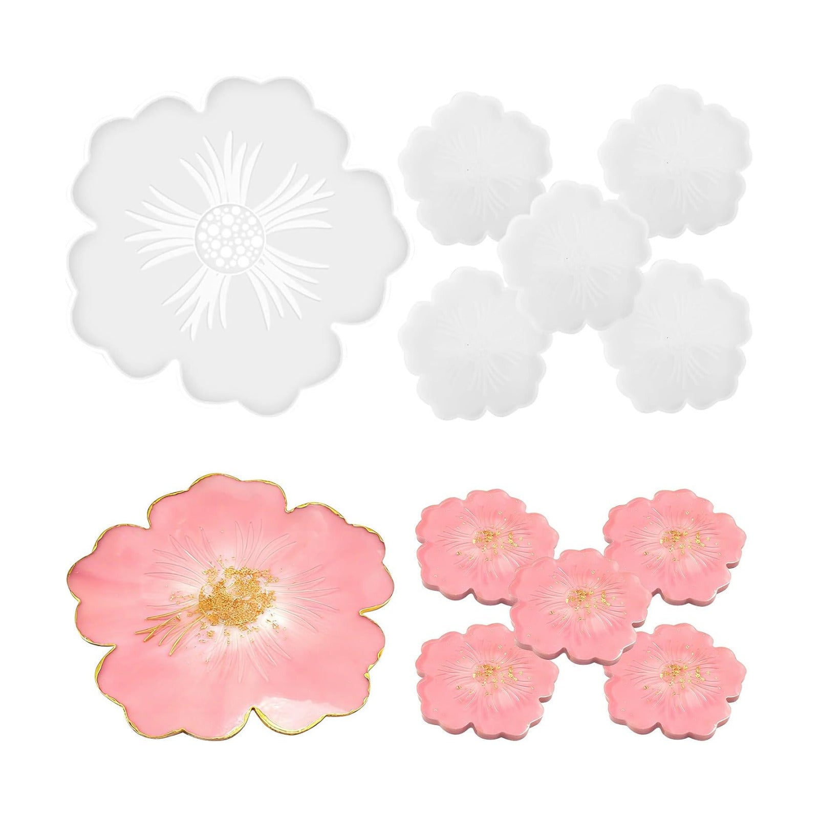 Flower Resin Coaster Molds Kits / Set of 6