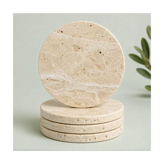 Natural Travertine Coasters / Beige / Set of 4
