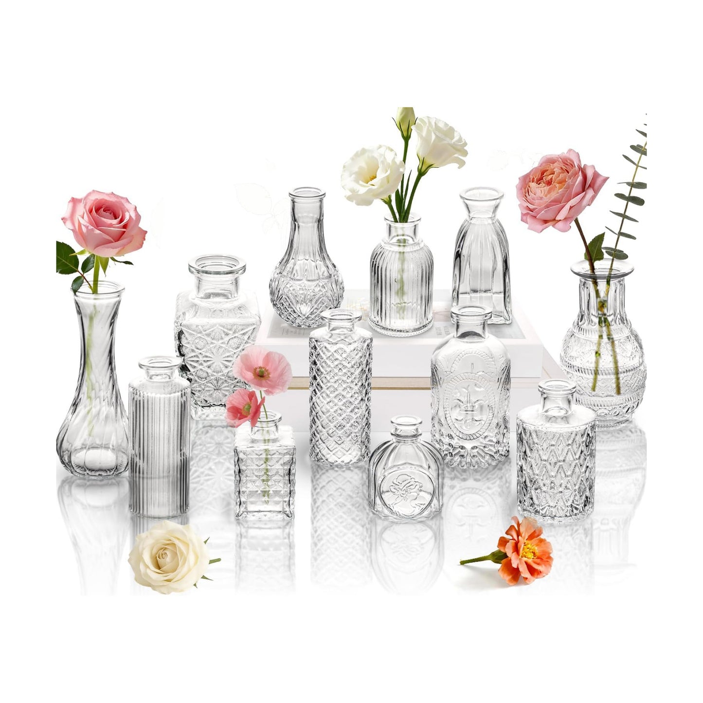 Glass Bud Vase Pcs / Clear / Set of 12
