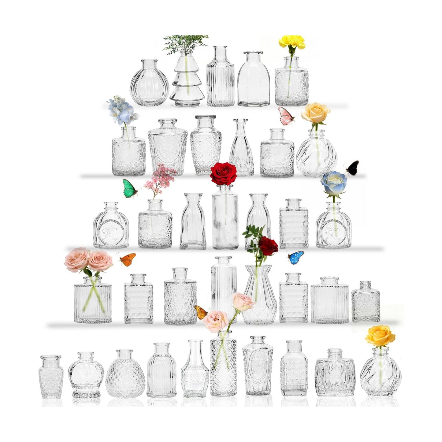 Glass Bud Vase Pcs / Clear / Set of 36
