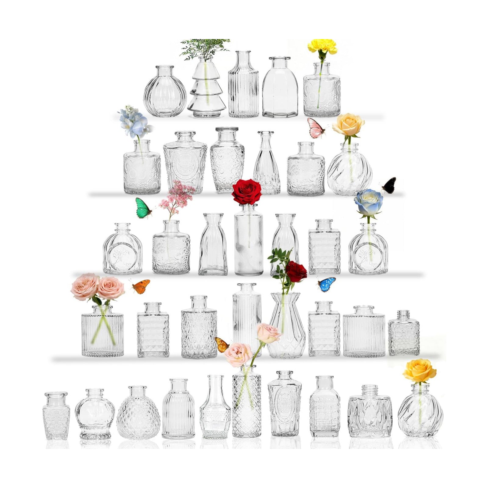 Glass Bud Vase Pcs / Clear / Set of 36