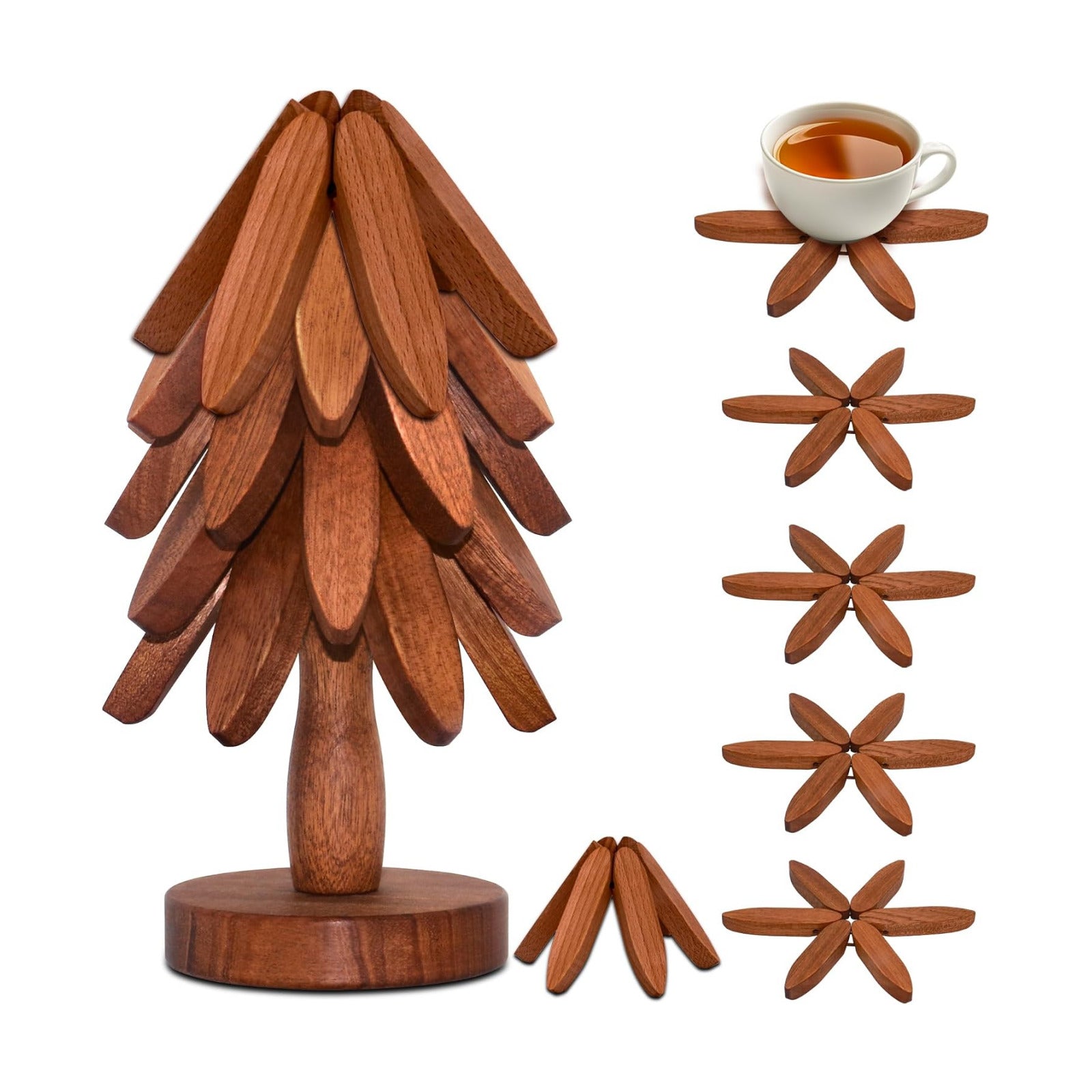 Wooden Trivets for Hot Dishes / Dark / Set of 5