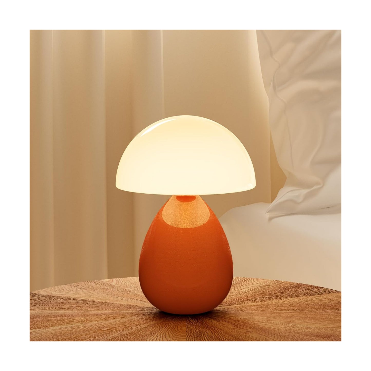 Mushroom Lamp Table Lamp / Orange-ice Crackle