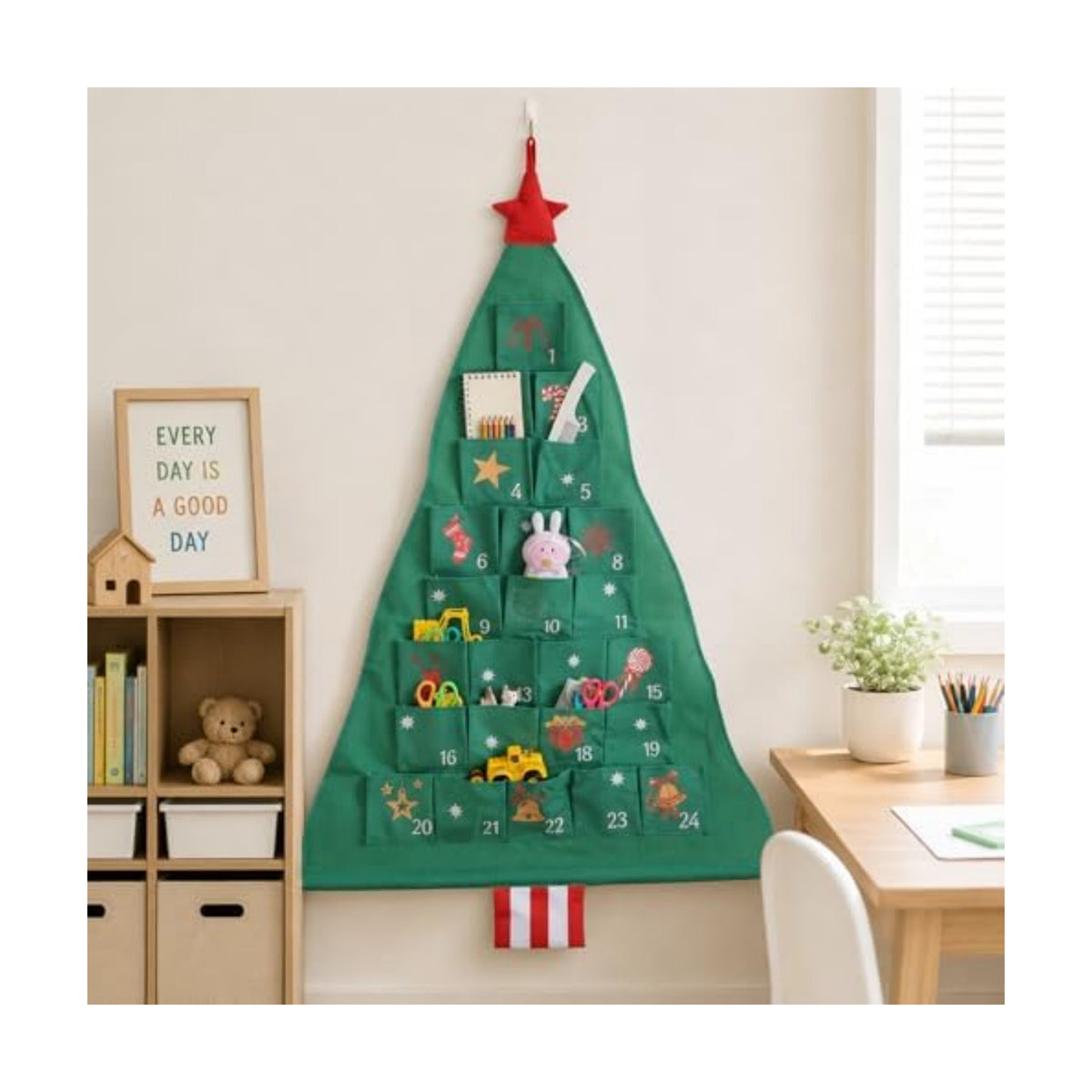 24-Pocket Tree Wall Organizer for Christmas Countdown & Home Storage