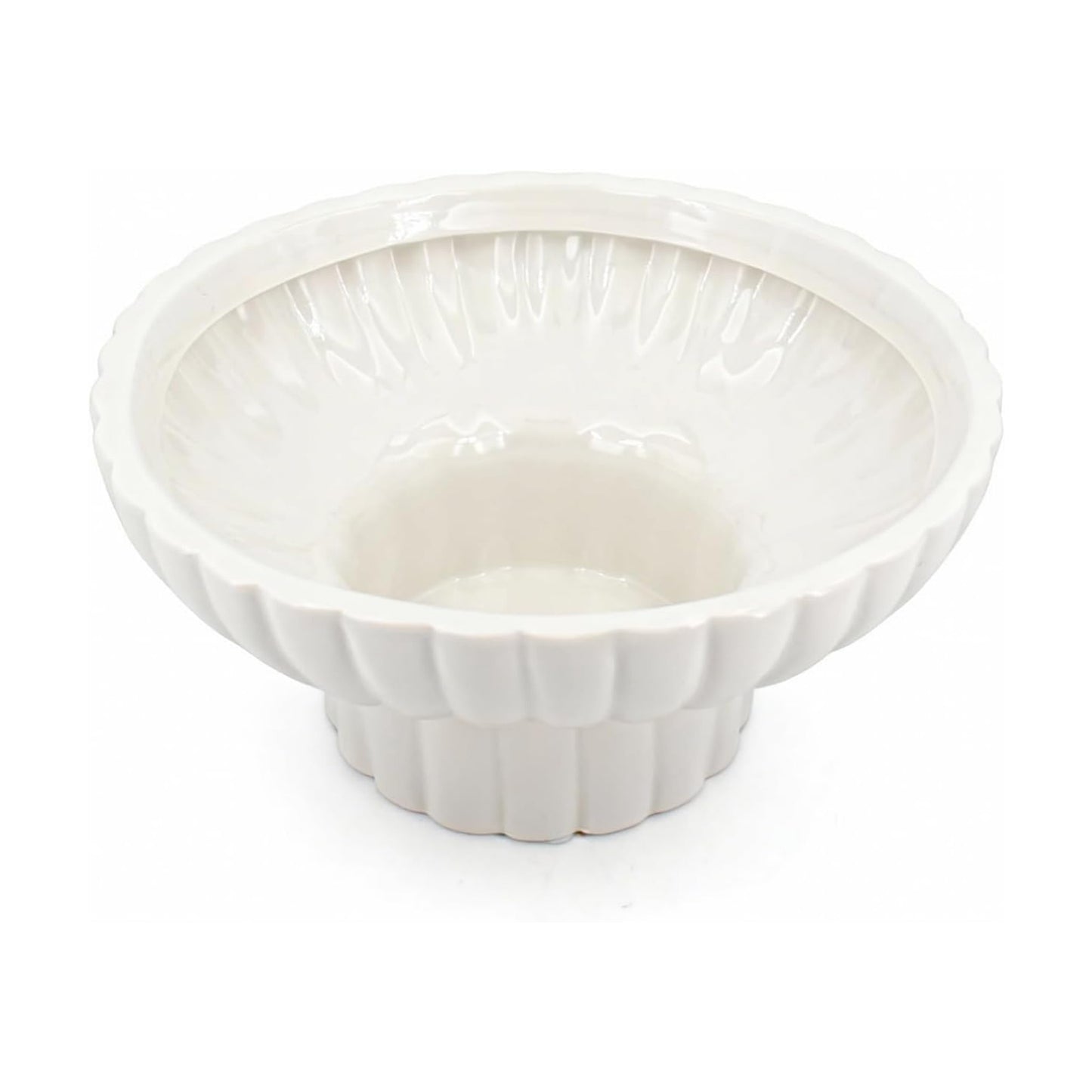 Small Modern Pedestal Bowl / Glossy White / Ceramic / 8 Inch / Set of 8