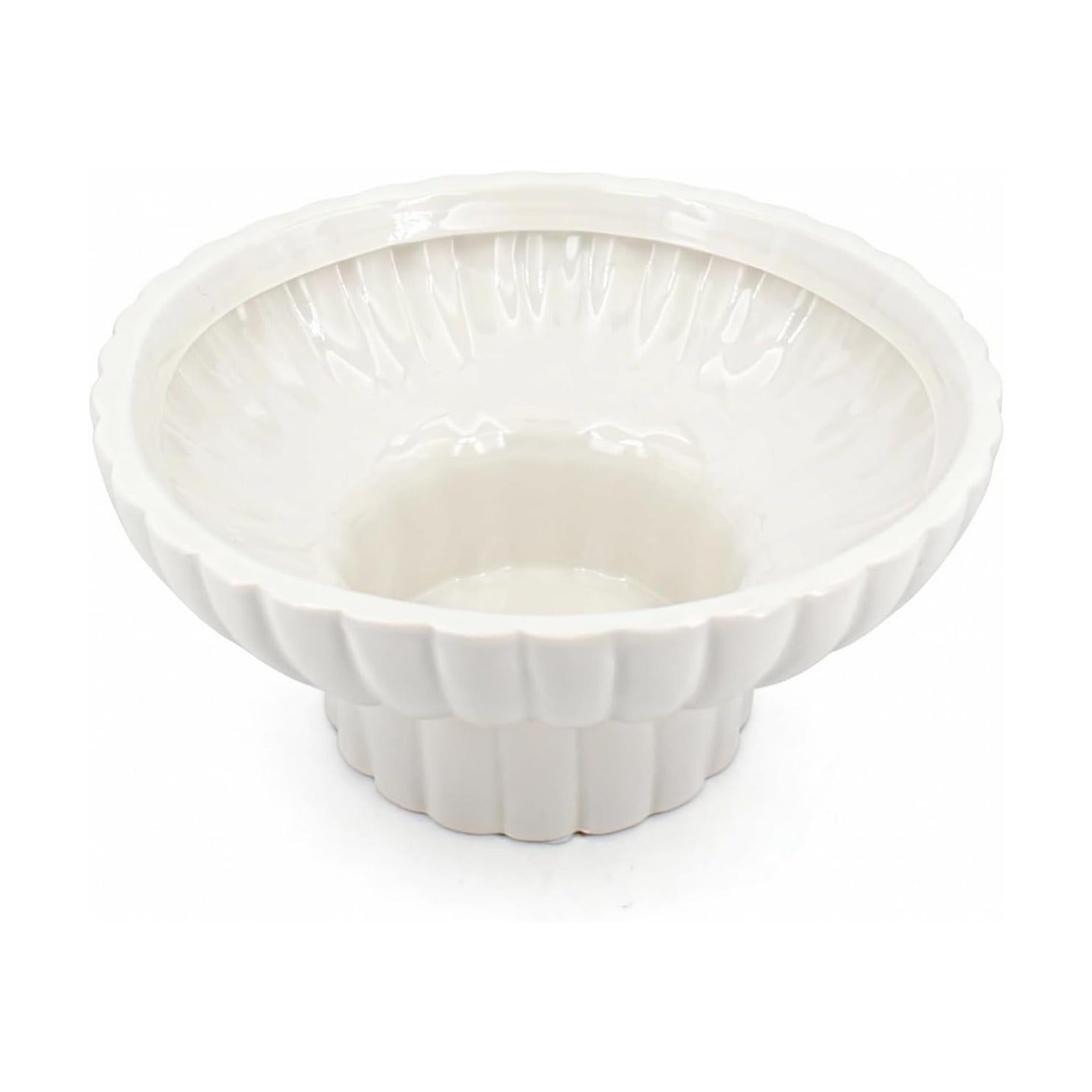 Small Modern Pedestal Bowl / Glossy White / Ceramic / 8 Inch / Set of 8