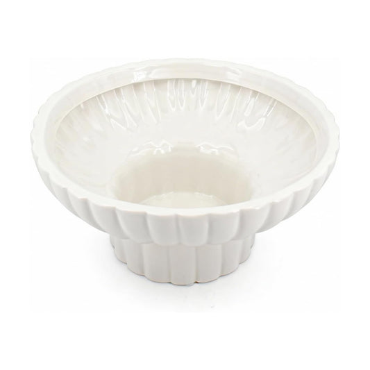 Small Modern Pedestal Bowl / Glossy White / Ceramic / 8 Inch / Set of 8